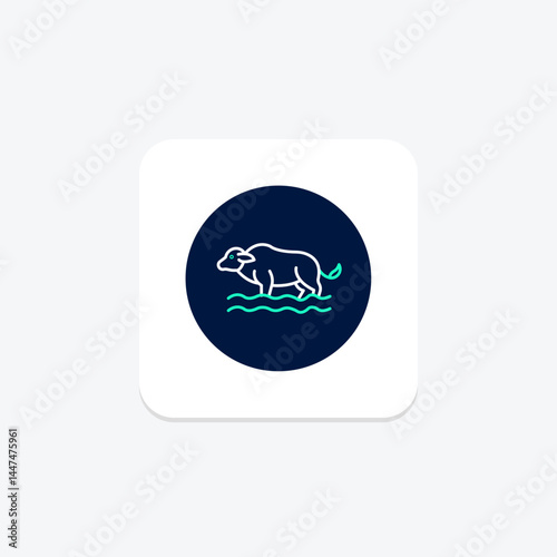 Buffalo In Water, vector, pixel perfect, illustrator file