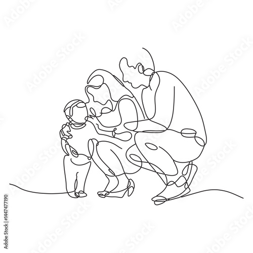 family bonding sketch parent child love care line art drawing