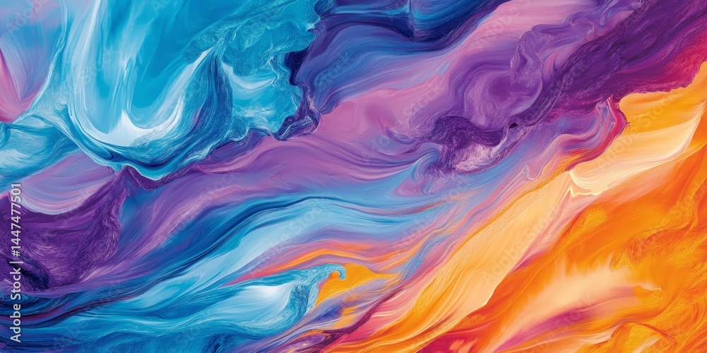Abstract Colorful Fluid Painting