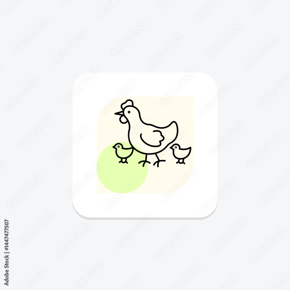 Fototapeta premium Hen With Chicks, vector, pixel perfect, illustrator file