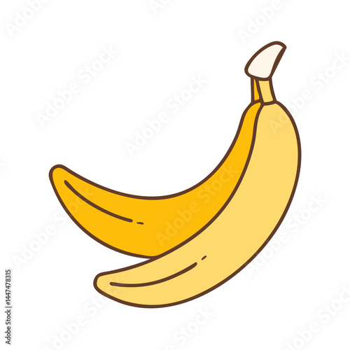 Illustration of two bananas fruit tropical yellow healthy food sweet organic fresh ripe raw vegan diet