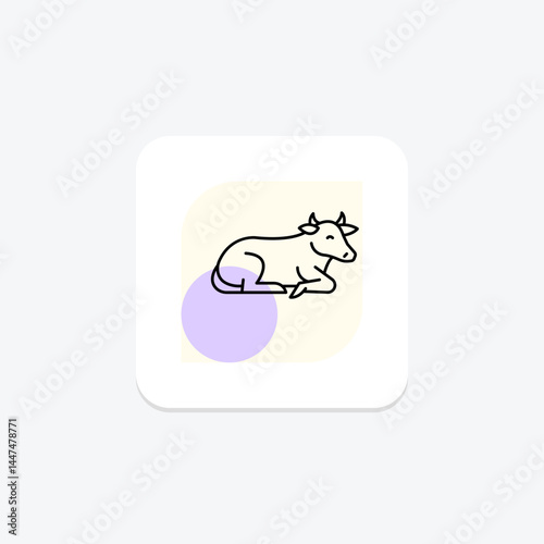 Cow Lying In Grass, vector, pixel perfect, illustrator file