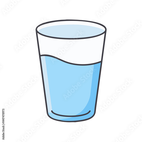 Illustration of a glass of water drink beverage liquid refreshment hydration thirst quencher clear liquid