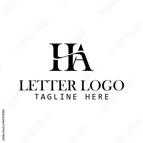 ha letter logo design modern minimalist monogram black logo branding elegant initial clean professional