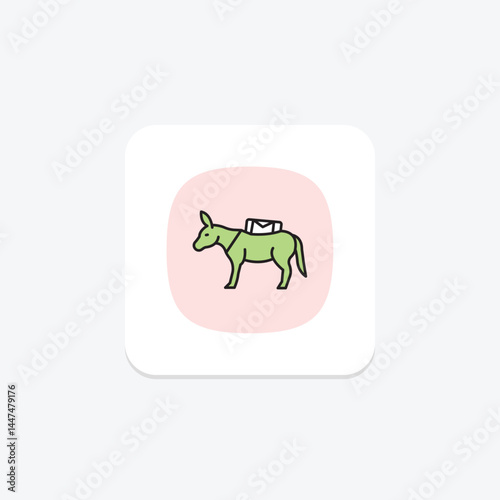 Donkey Carrying Load, vector, pixel perfect, illustrator file