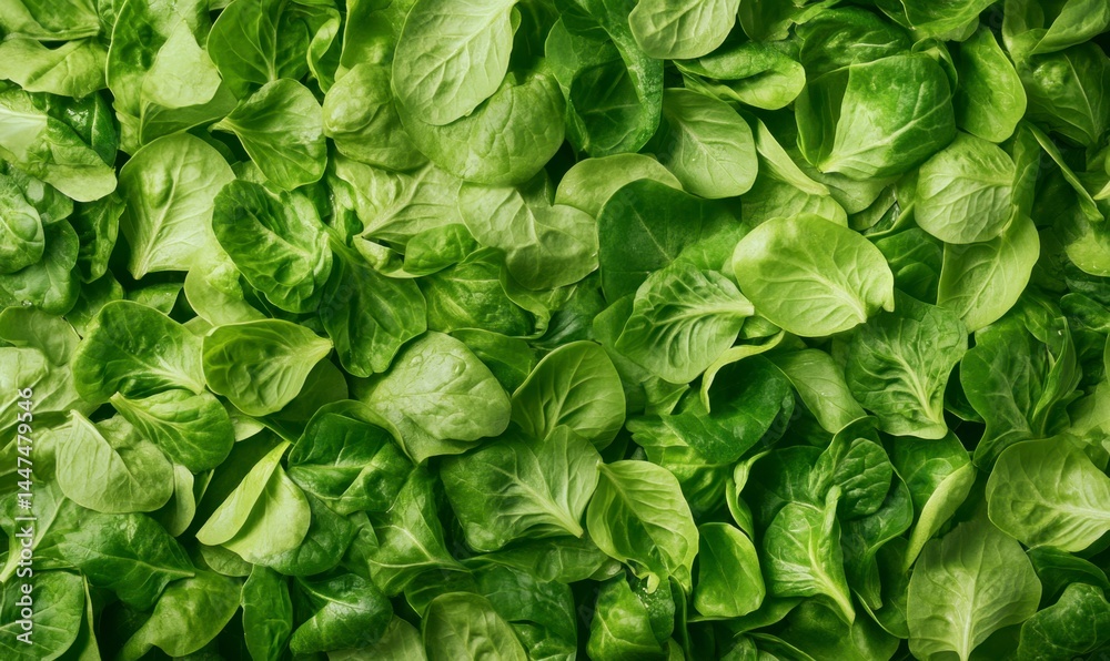 Fresh Green Leafy Vegetables Lying on a Clean Surface Background