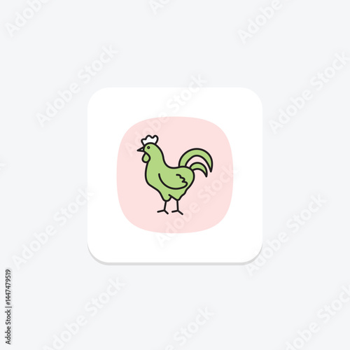 Rooster Crowing, vector, pixel perfect, illustrator file