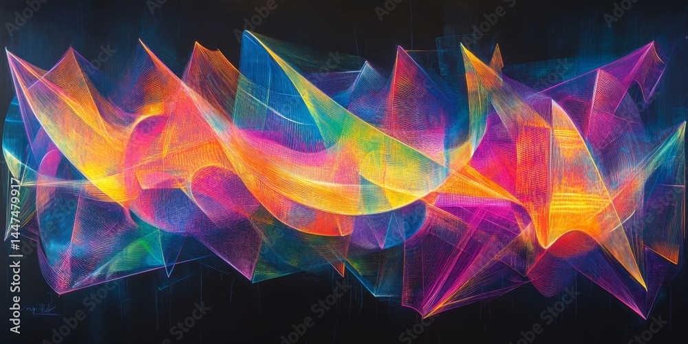 Abstract Colorful Geometric Lines Art