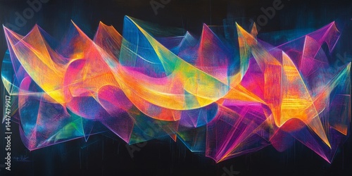 Obraz na płótnie Abstract Colorful Geometric Lines Art w salonie