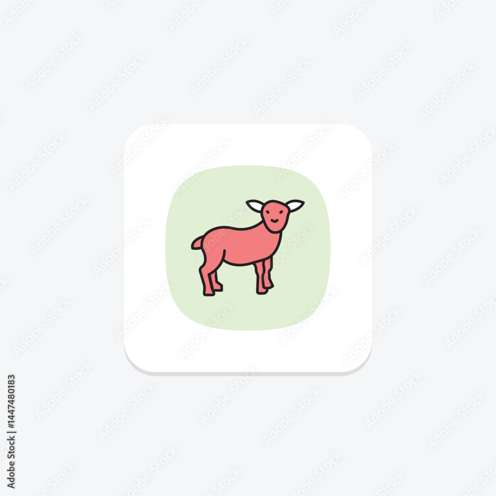 Obraz premium Baby Lamb Standing, vector, pixel perfect, illustrator file