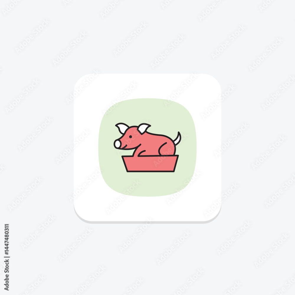 Pig In Feeding Box, vector, pixel perfect, illustrator file