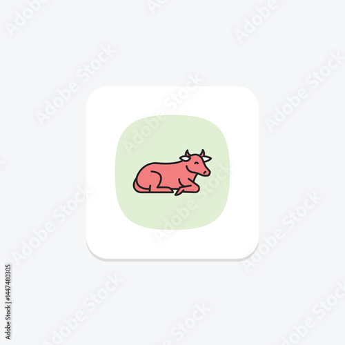 Cow Lying In Grass, vector, pixel perfect, illustrator file