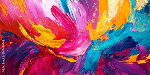 Obraz na płótnie Abstract Colorful Painting - Vibrant Brushstrokes w salonie