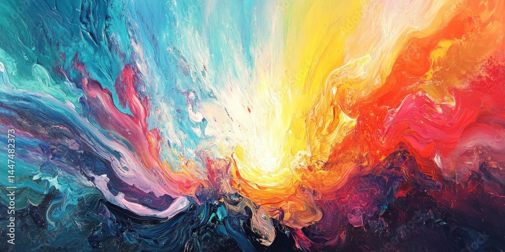 Abstract Colorful Fluid Painting