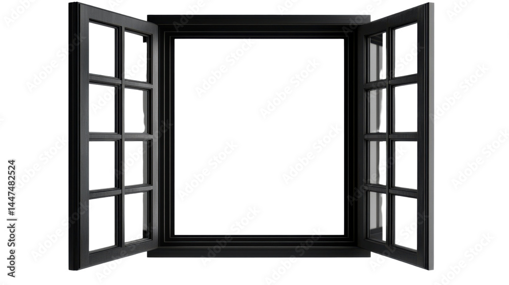 Black Window Isolated on Clean White Background Black Window Isolated on Clean White Background