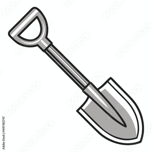 Isolated silver shovel cartoon illustration tool for gardening and construction projects