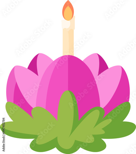 Colorful Lotus Flower with Candle Illustration