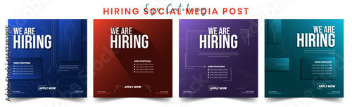 We Are Hiring Social Media Post Design Template for Corporate Job Recruitment Career Opportunity Editable Square Banner for Instagram Facebook LinkedIn and More for Business Hiring Campaigns.