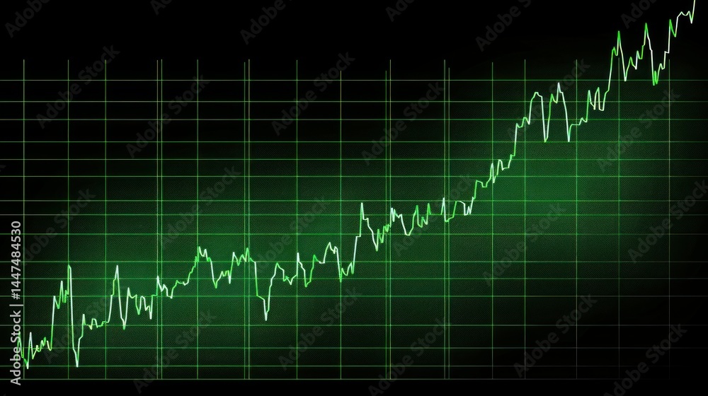 Naklejka premium Vector graphic of rising stock market chart