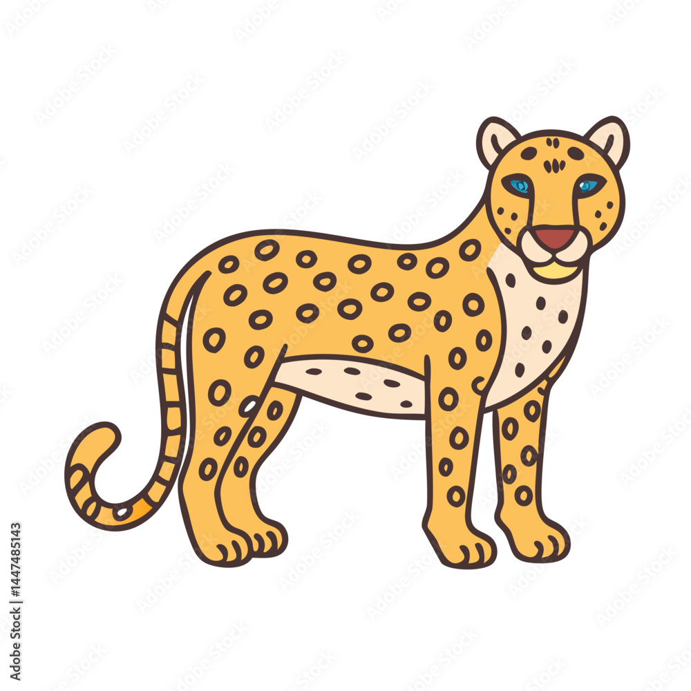 Obraz premium Illustration of a cartoon cheetah animal feline mammal predator wildlife safari africa zoo spots