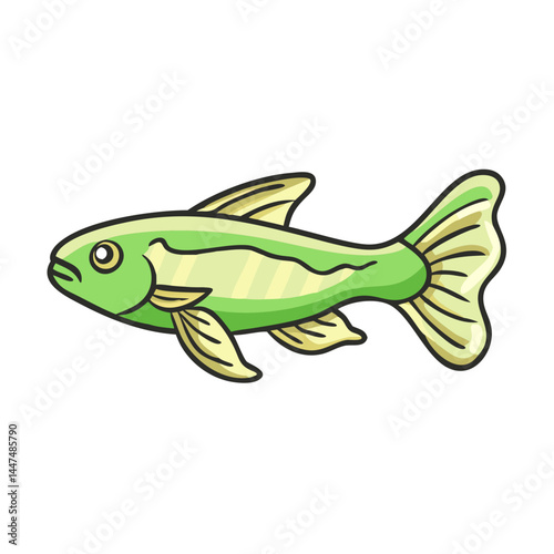 Illustration of a green neon tetra fish pet for aquarium fish keeping hobby and fish art