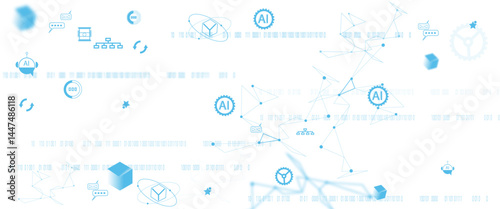 Vector digital high technology concept with neural network and AI icons. Isolated on white background. concept of artificial intelligence and technology connection