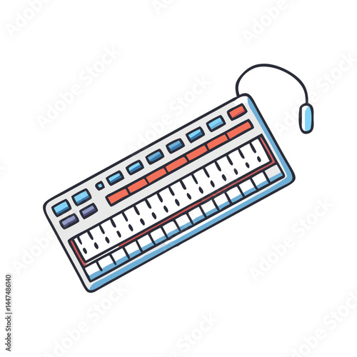 Retro Synth Keyboard Musical Instrument Electronic Device Digital Music Workstation