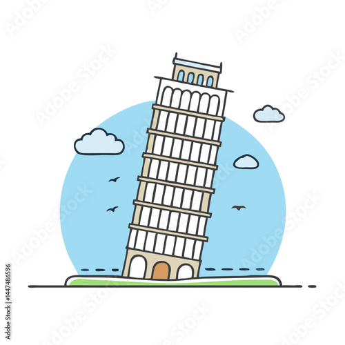 leaning tower of pisa icon, leaning tower of pisa vector illustration-simple illustration of leaning tower of pisa, perfect for leaning tower of pisa logos and icons