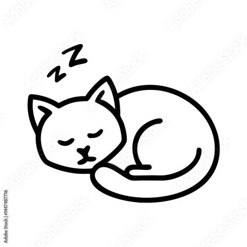 Sleeping cat icon in a minimalist style  