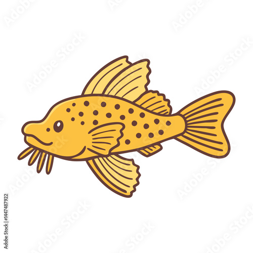 Golden bristlenose pleco fish vector illustration aquarium pet catfish loricariidae fish art