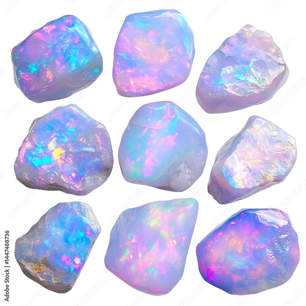 Naklejka premium Opal Gemstone Isolated on Transparent Background Cutout Element