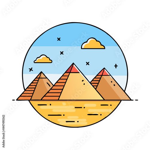 pyramids of giza icon, pyramids of giza vector illustration-simple illustration of pyramids of giza, perfect for pyramids of giza logos and icons