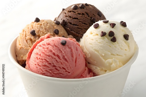 Delightful Ice Cream Bliss – A Realistic Frozen Treat Rendering