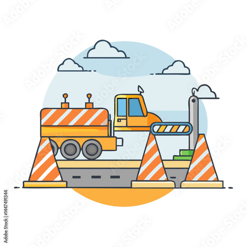road construction icon, road construction vector illustration-simple illustration of road construction, perfect for road construction logos and icons