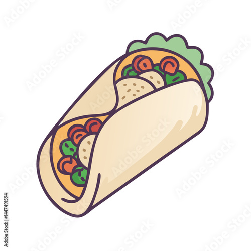 Delicious burrito vector illustration featuring mexican food wrap with fresh ingredients and tasty flavors