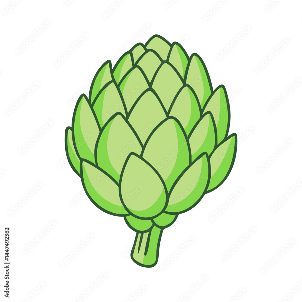 Obraz premium Illustration of artichoke vegetable, fresh artichoke, healthy artichoke, green artichoke, food art