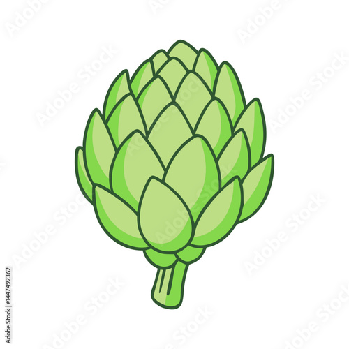 Illustration of artichoke vegetable, fresh artichoke, healthy artichoke, green artichoke, food art