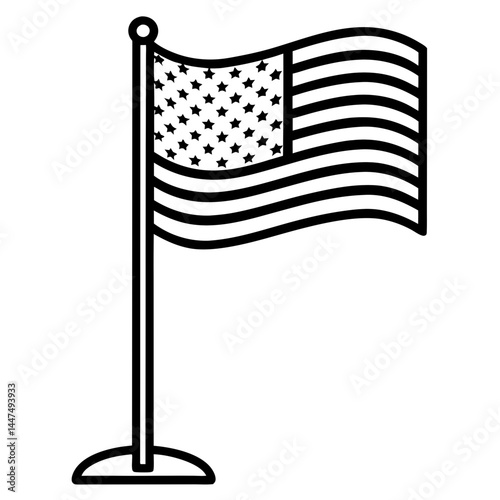 USA Flag on Pole  perfect for print, shirts, posters, and digital use.