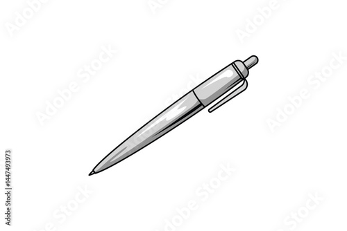 Ballpoint Pen Cartoon Illustration Isolated White Background