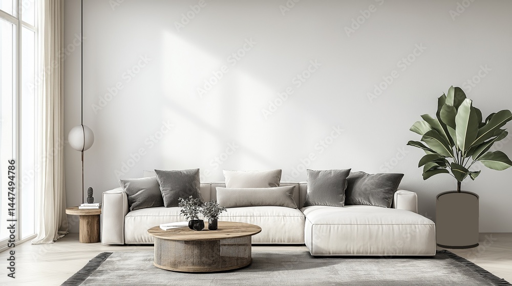 Fototapeta premium A spacious living room with the elegant design.