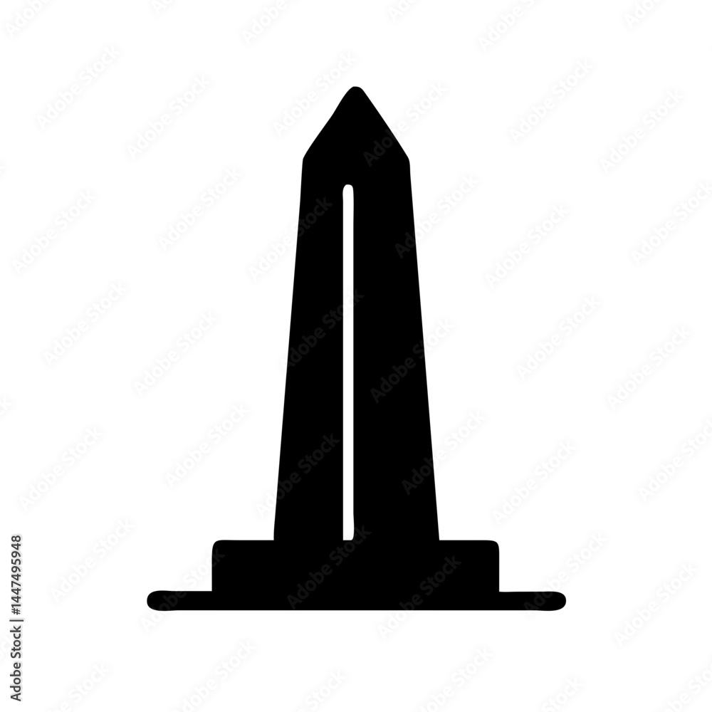 Fototapeta premium Black Obelisk Silhouette on White Background 