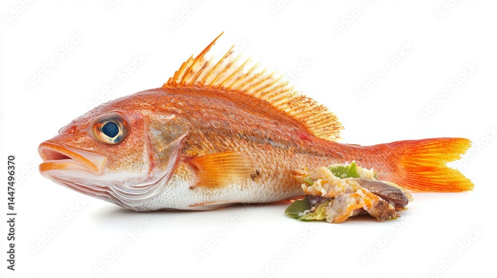 Fresh red rockfish seafood ocean fish cooking recipe ingredient fin raw tail meal lunch tasty white Fresh red rockfish seafood ocean fish cooking recipe ingredient fin raw tail meal lunch tasty white