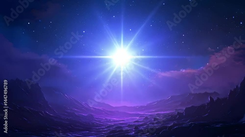Polar star in the sky. Video Generative AI.