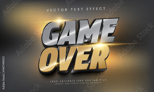 3d Game Over Editable Vector Text Effect, Suitable for Gaming Silver Theme