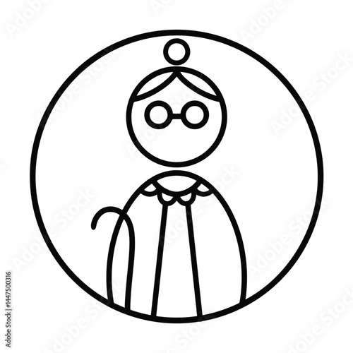 Elderly Woman with Walking Stick Icon