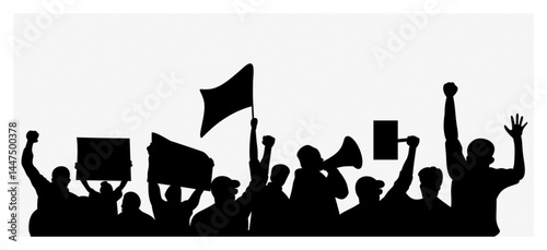 Demonstrators people silhouette clipart hand drawn design