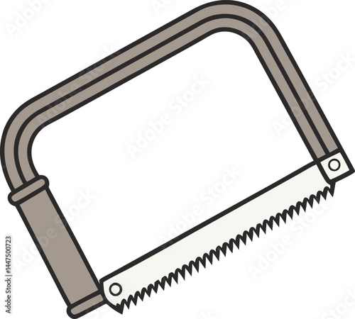 Hand saw illustration for carpentry and diy projects metal cutting hand tool