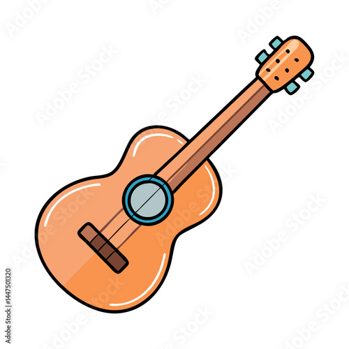 A Cartoon Illustration of an Acoustic Guitar Musical Instrument