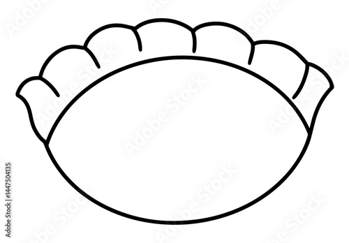 Gyoza icon for Asian food, restaurant, or cooking designs. Simple, delicious graphic for diverse creative projects.
