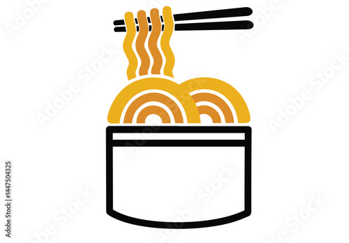 Noodle icon with chopsticks in a bowl